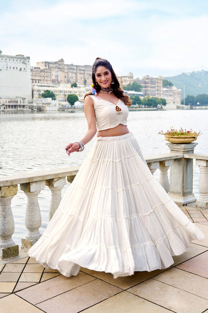 RangBhoomi Navratri Collection 2026: Elegant Rajudi Ethnic Lehenga with Mirror and Gamthi Embroidery