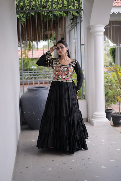 RangBhoomi Navratri Gown Collection 2026 — White, Maroon & Black Festive Gown