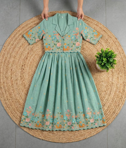 Rose Motif Anarkali Gown with Embroidery