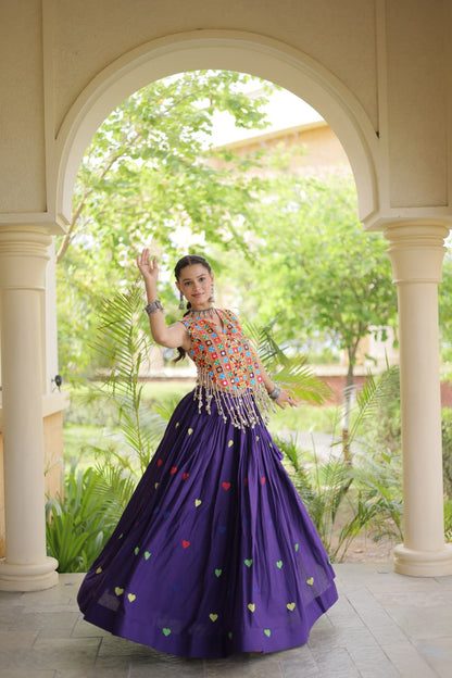 RangBhoomi Navratri Festive Cora Cotton Lehenga Set with Embroidered Blouse