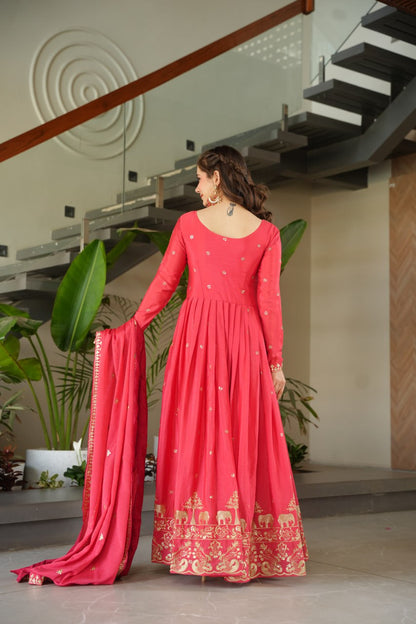Embroidered Chinnon Gown Set | Indian Wedding Outfit