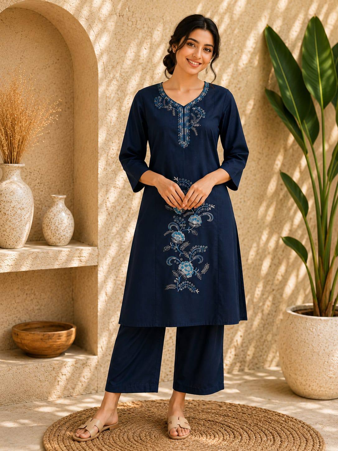 RangBhoomi Premium Cotton 60-60 Kurti & Plazo Set
