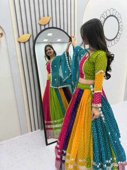 RangBhoomi Navratri Special Georgette Lehenga Choli — 6m Flair, Micro Cotton Inner, Elegant Shivansh Work