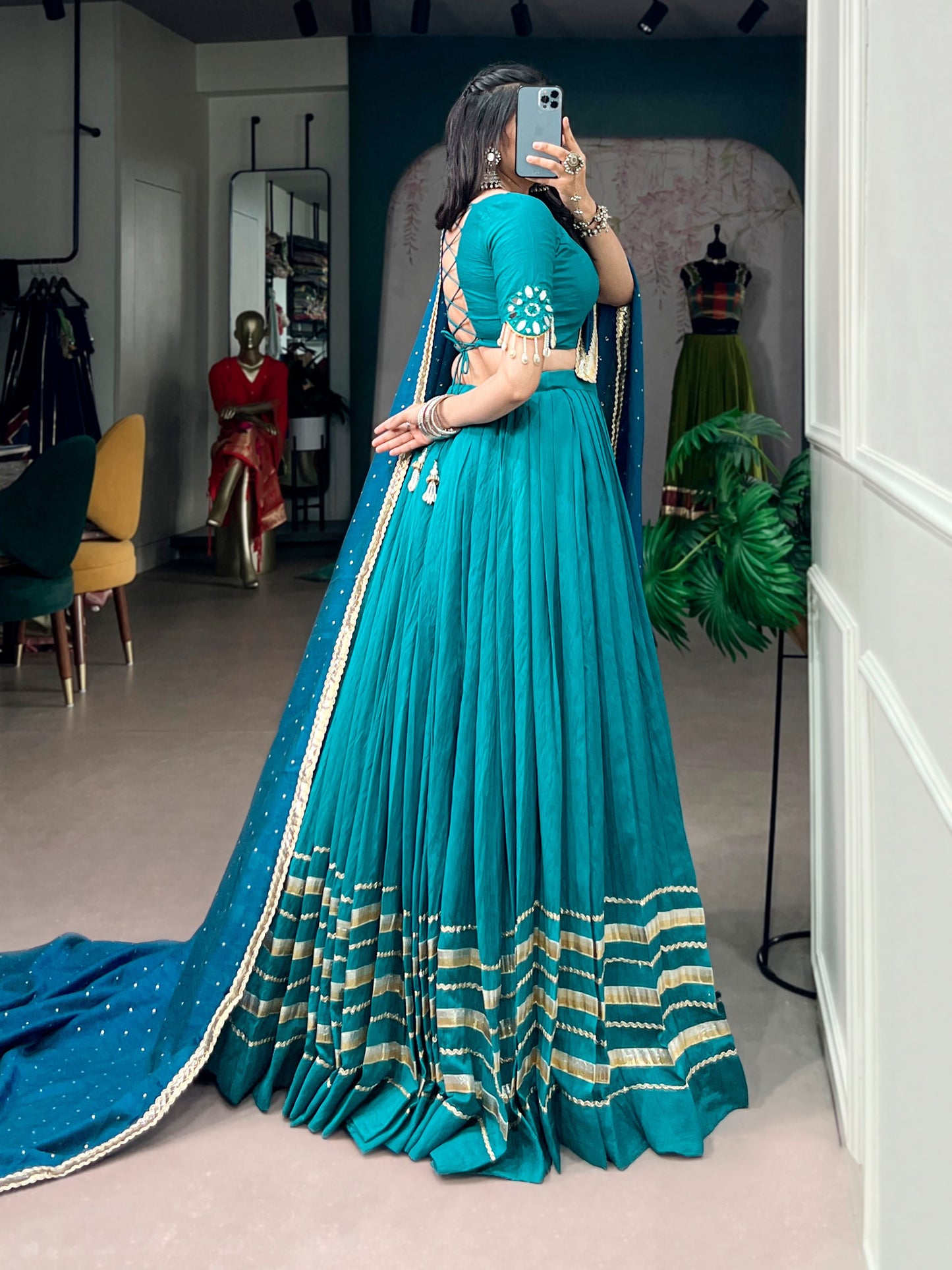 RangBhoomi Chanderi Mirror & Pearl Lehenga with Zari Butti Dupatta - Navratri Collection 2026