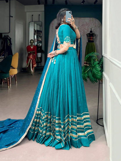 RangBhoomi Chanderi Mirror & Pearl Lehenga with Zari Butti Dupatta - Navratri Collection 2026