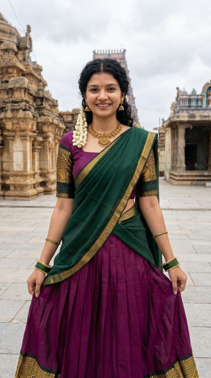 RangBhoomi Exclusive South Indian Kanjivaram Silk Lehenga Set with Georgette Dupatta and Zari Weaving