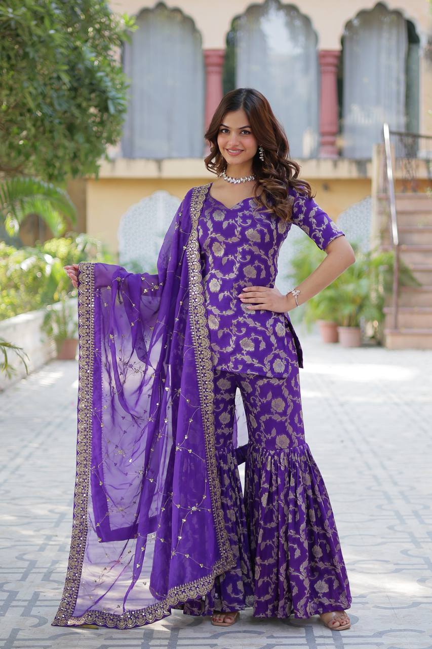 Exquisite Designer Ready-Made Gharara Suit