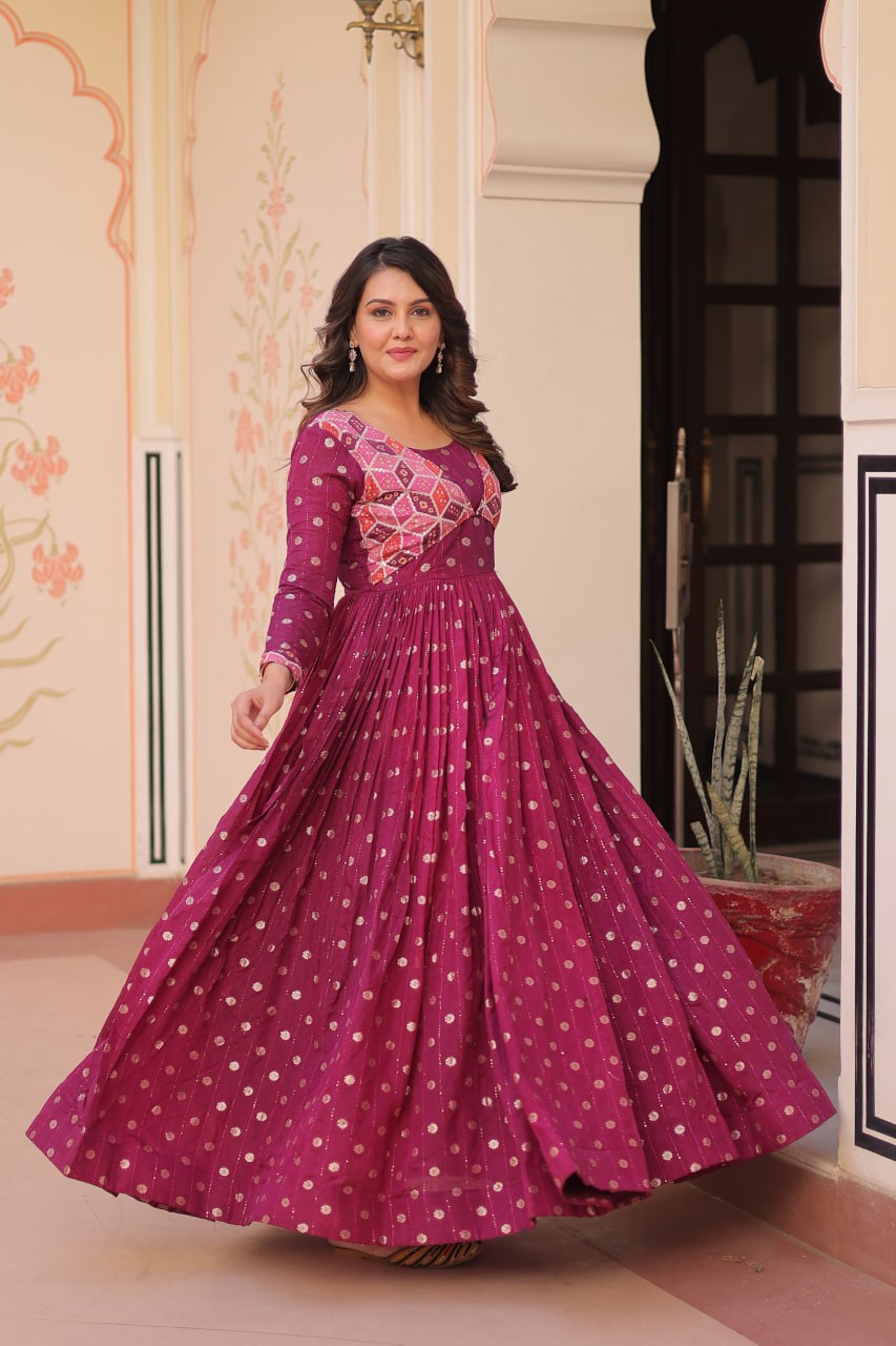 Position Print Choli Design Gown | Indian Ethnic Party Wear
