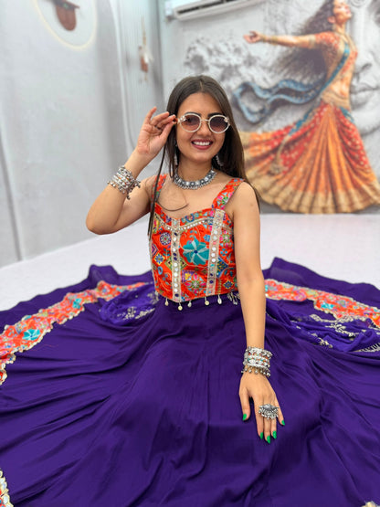 RangBhoomi Navratri Special Pure Cotton Lehenga Choli with 6m Flair & Heavy Embroidered Dupatta