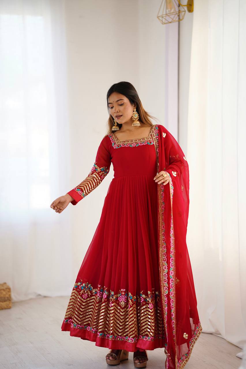 RangBhoomi Heavy Designer Party Gown with Embroidered Dupatta