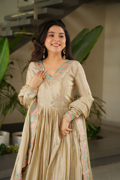 Embroidered Grace Gown & Dupatta – Luxe Fusion Wear for Modern Elegance