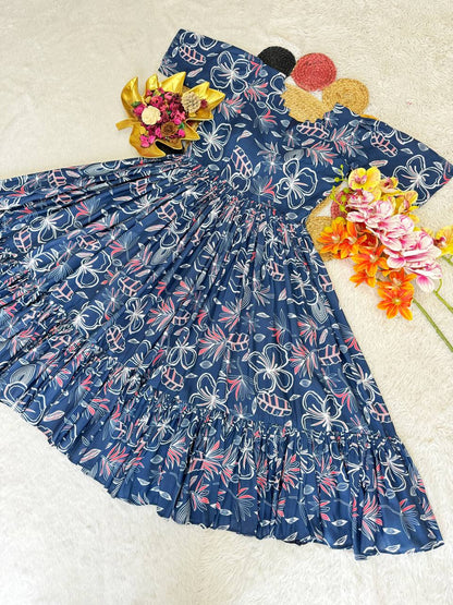 Elegant Soft Cotton Printed Midi Gown - Ultimate Summer Glamour and Comfort