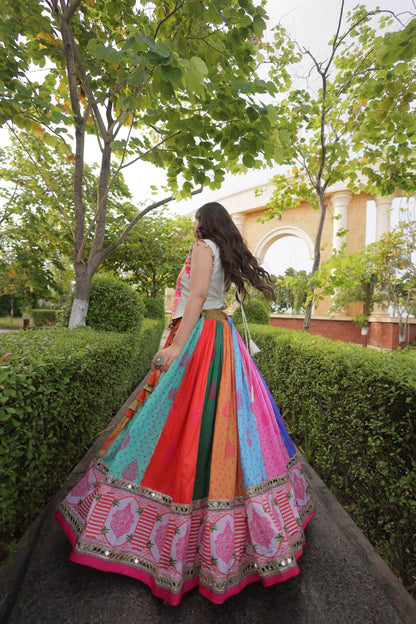 RangBhoomi Cotton Mirror-Lace Lehenga Set — Full-Stitched Festive Navratri Outfit