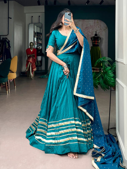 RangBhoomi Chanderi Mirror & Pearl Lehenga with Zari Butti Dupatta - Navratri Collection 2026