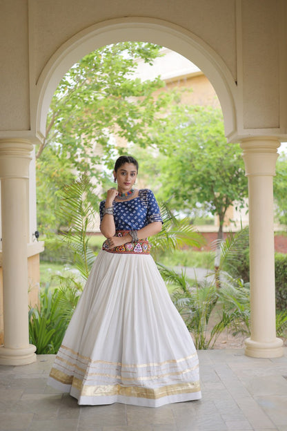 RangBhoomi Navratri Festive Lehenga Set - Cora Cotton & Bandhej Embroidered Blouse