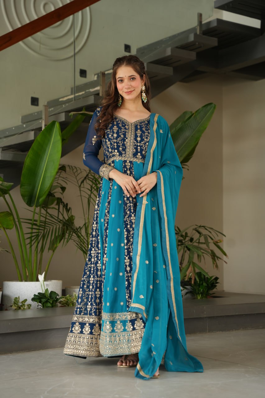 Designer Gown-Dupatta Collection | Zari & Sequin Embroidery