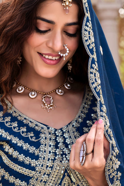 Lehenga Choli Wedding Collection | Vichitra Silk Embroidery Work