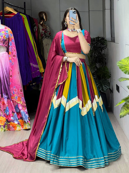 Fully Tailored Chinon Fabric Ethnic Lehenga Set for Women with Embellishments