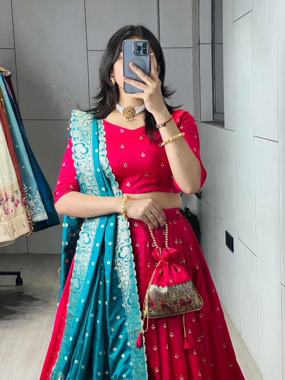 Elegant Paithani Silk Lehenga Choli with Vibrant Colorful Motifs and Iconic Zari Border