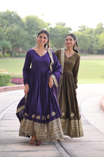RangBhoomi Elegant Vichitra Silk Gown with Sequined Dupatta Collection 2026