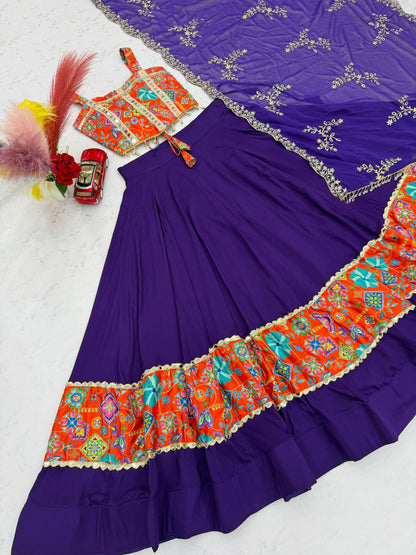 RangBhoomi Navratri Special Pure Cotton Lehenga Choli with 6m Flair & Heavy Embroidered Dupatta