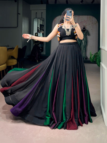 RangBhoomi Navratri 2026 Black Georgette Lehenga Set
