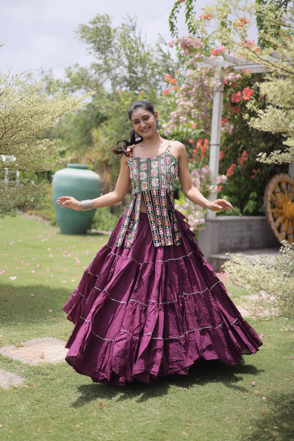 RangBhoomi Navratri Kora Cotton Lehenga Set — Full-Stitched Festive Ensemble