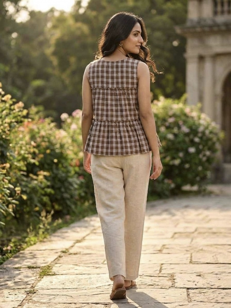 RangBhoomi Elegant Summer Linen Cotton Top and Pants Set