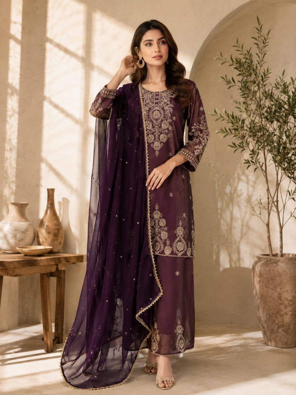 RangBhoomi Designer Festival Special Collection - Elegant Embroidered Cosmos Fabric Set