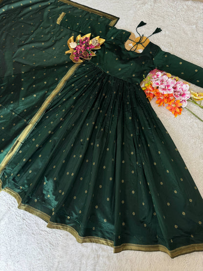 Elegant Handloom Cotton Gown with Matching Dupatta – Inspired by Bigg Boss Star Tanuja