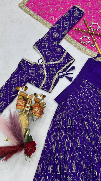 RangBhoomi Navratri Special Vintage Dupatta Lehenga Choli - Fox Georgette Embroidered Set