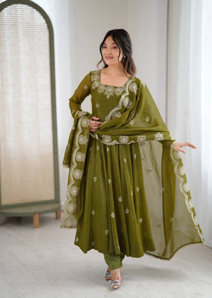 RangBhoomi Elegant Embroidered Sequence Designer Anarkali Three Piece Set