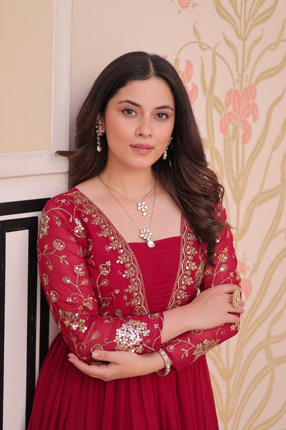 Premium Sequined & Zari Embroidered Gown - Shop Now