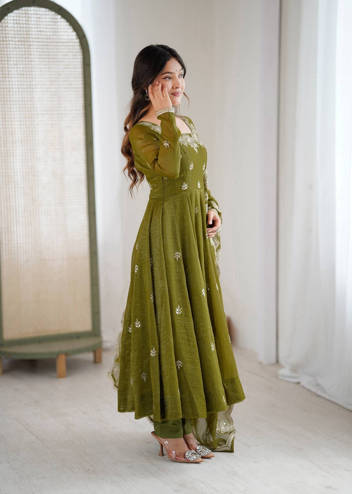RangBhoomi Elegant Embroidered Sequence Designer Anarkali Three Piece Set