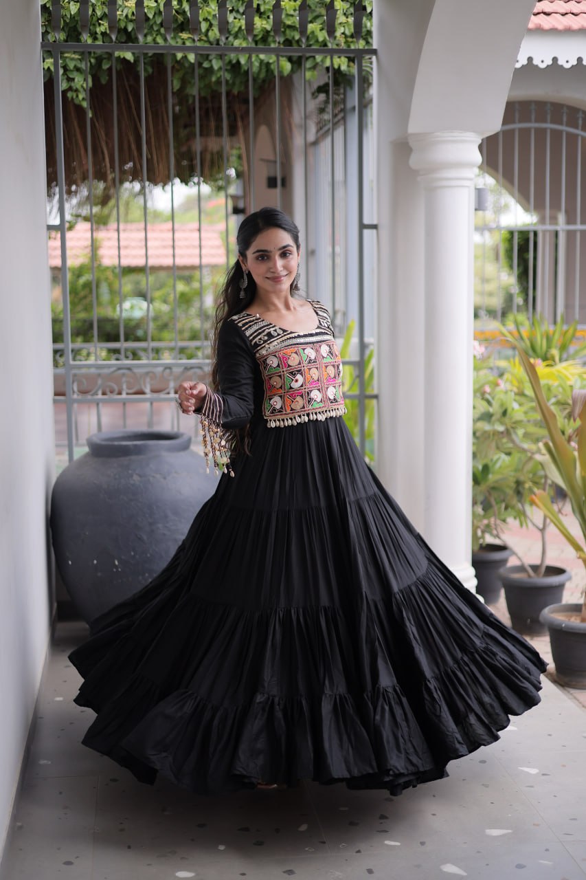 RangBhoomi Navratri Gown Collection 2026 — White, Maroon & Black Festive Gown