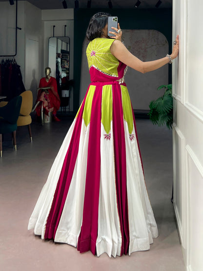 RangBhoomi Navratri 2026: Elegant Pure Rayon Lehenga Set with Koti & Embellishments