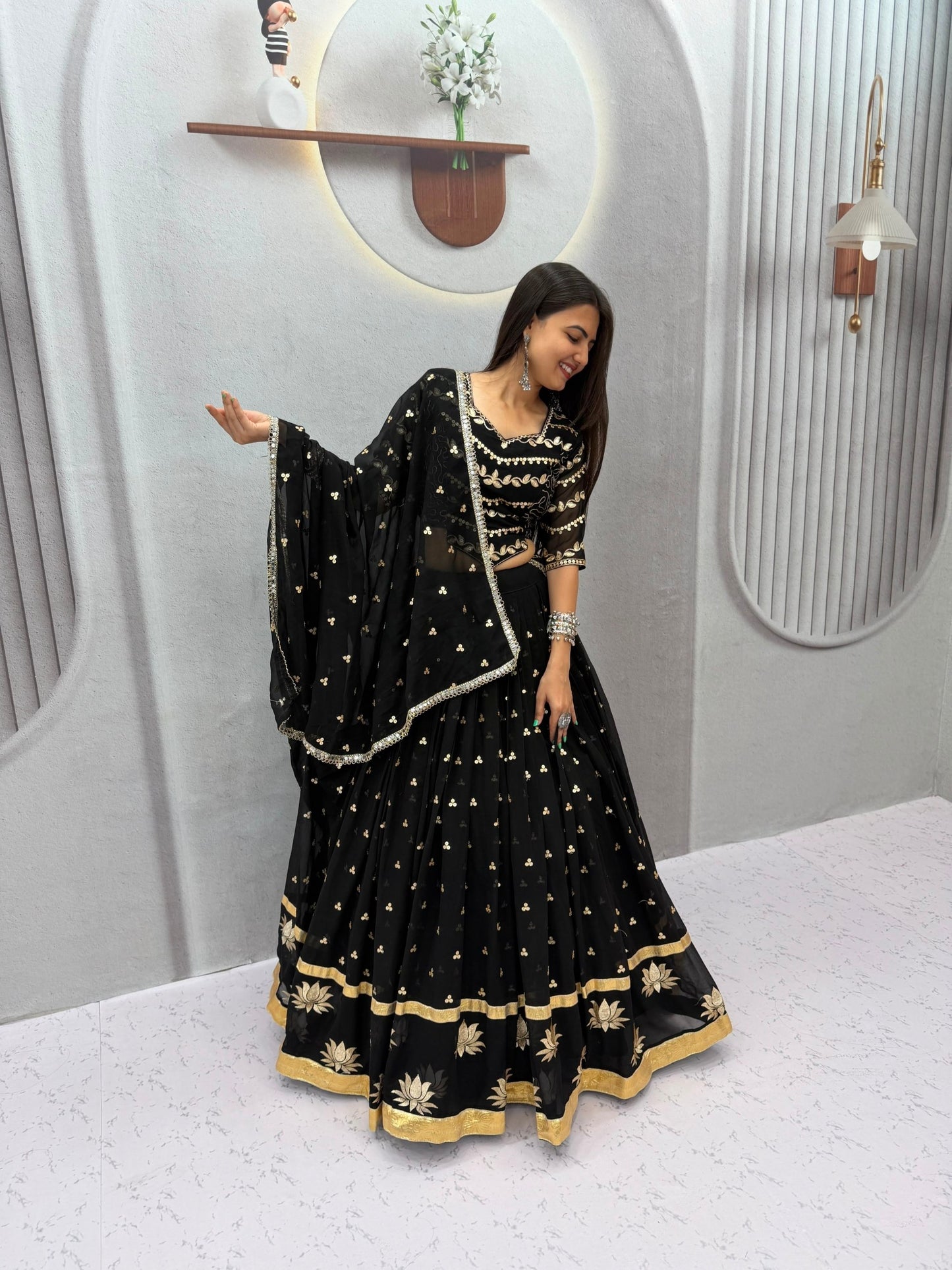RangBhoomi Navratri Vintage Chaniya Choli – Big Flair 6M Fox Georgette Lehenga Choli