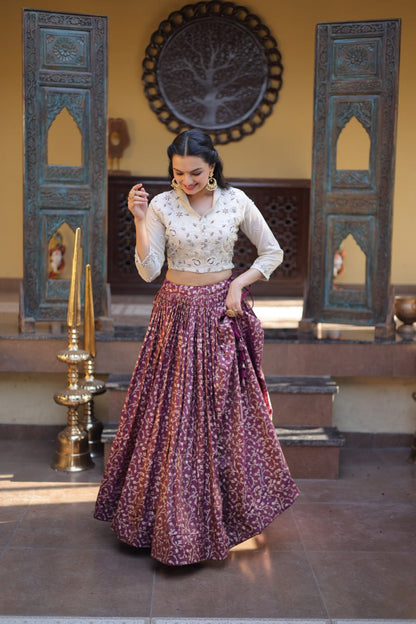 RangBhoomi Elegant Cosmos Jacquard Lehenga Choli Set with Embellished Blouse