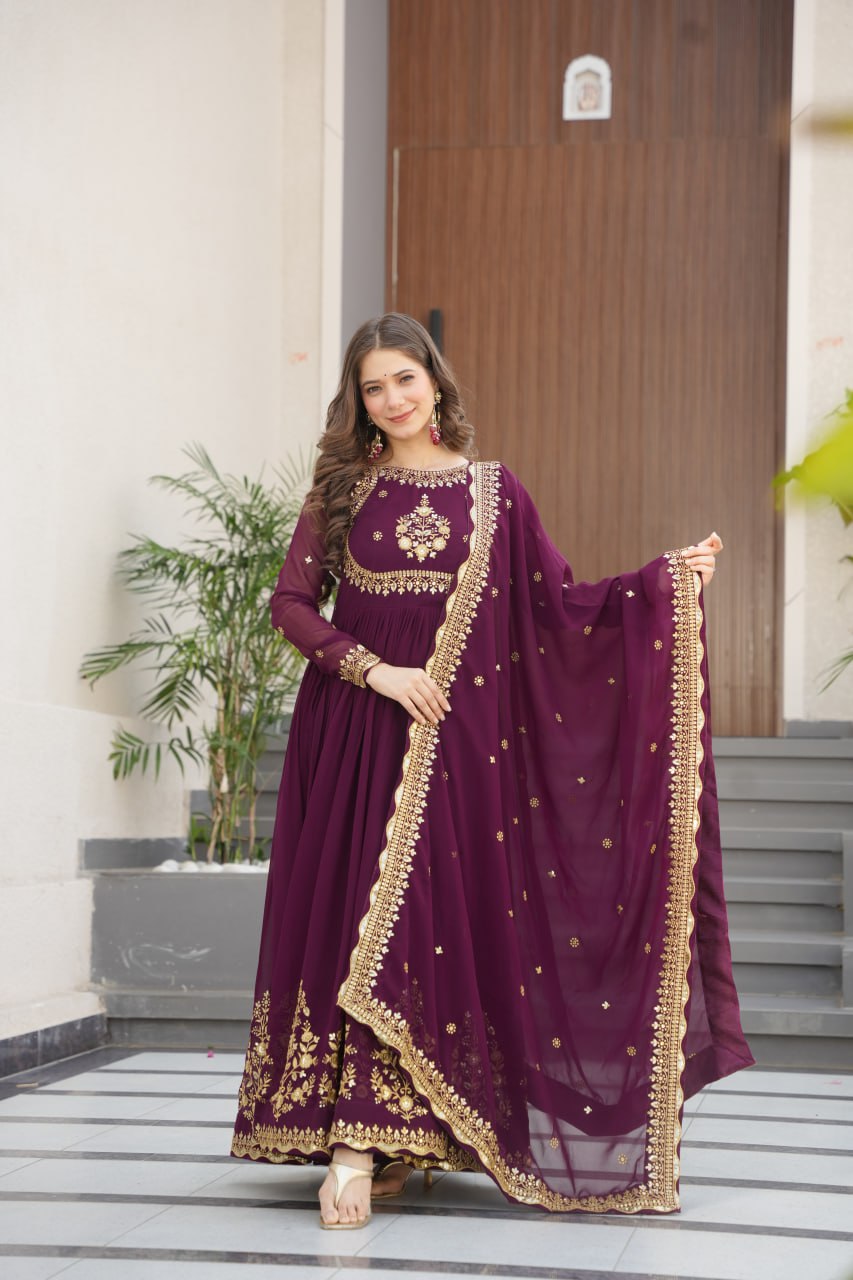 Exquisite Designer Gown with Dupatta – Limited Edition 2025
