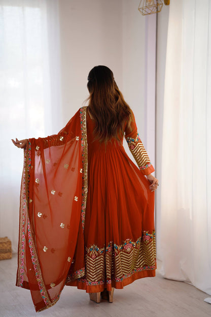 RangBhoomi Heavy Designer Party Gown with Embroidered Dupatta