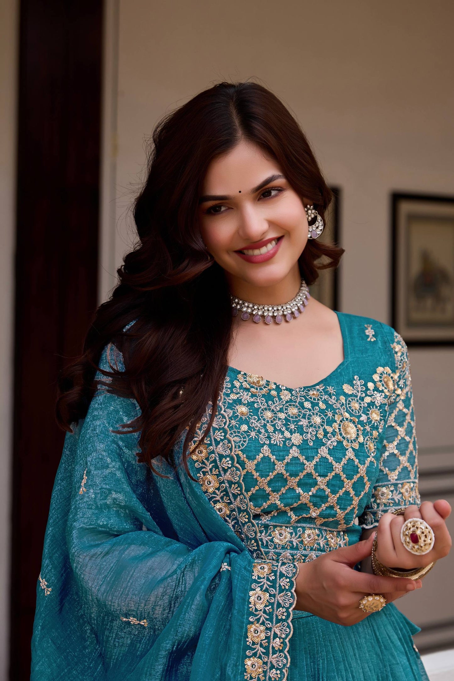 RangBhoomi Real Modeling Wedding Lehenga Choli with Heavy Embroidery and Pure Crunchy Fabric