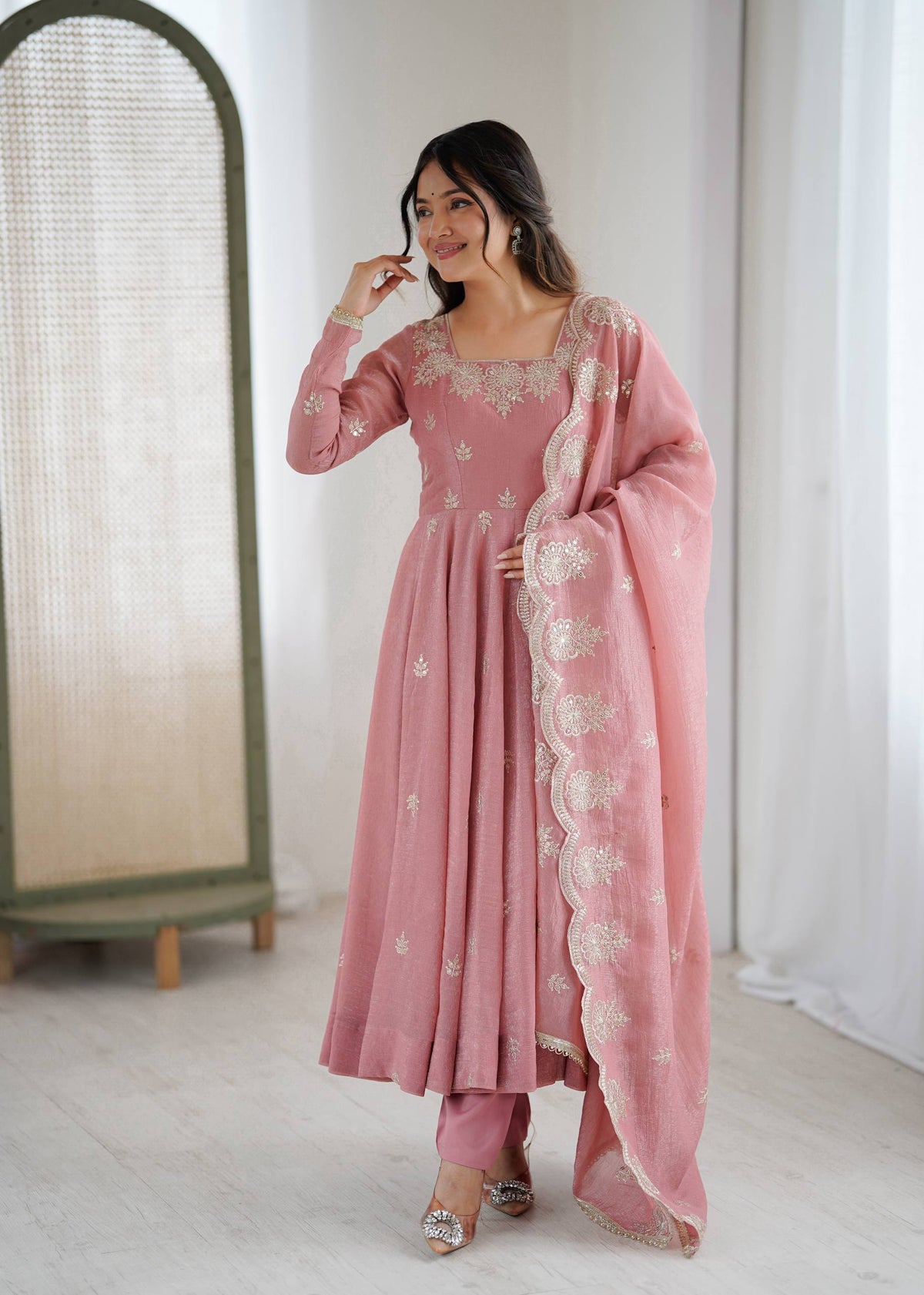 RangBhoomi Elegant Embroidered Sequence Designer Anarkali Three Piece Set