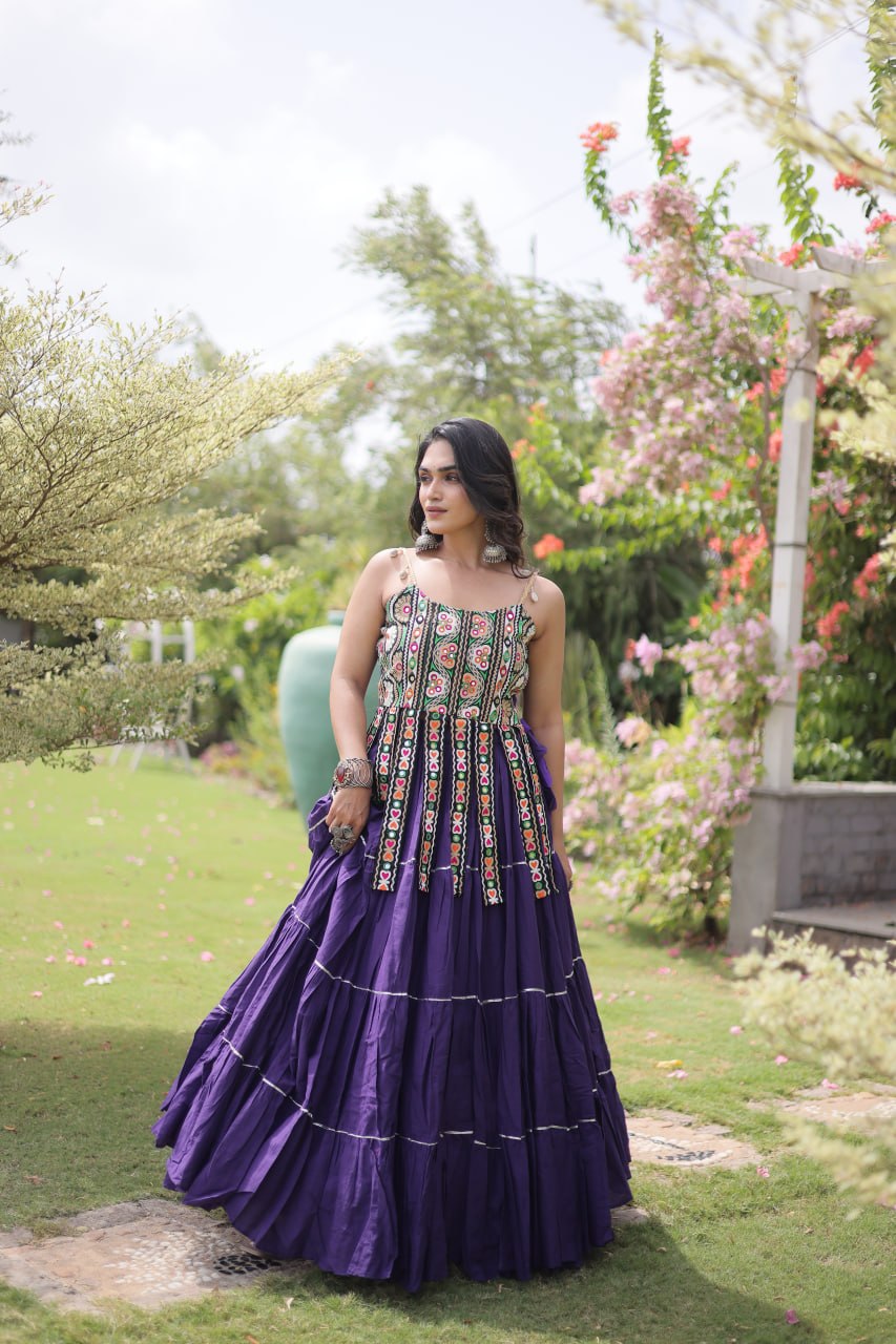 RangBhoomi Navratri Kora Cotton Lehenga Set — Full-Stitched Festive Ensemble