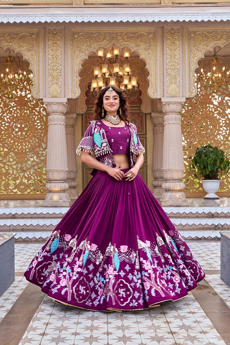 RangBhoomi Elegant Festival Lehenga Choli with Embroidered Koti Set