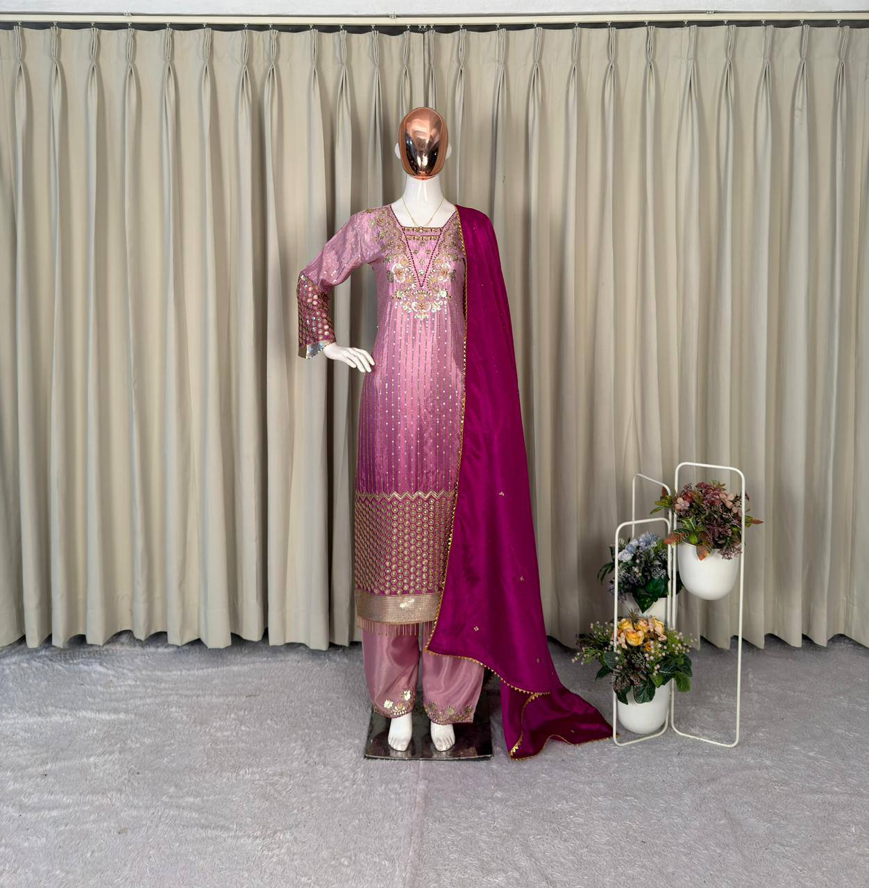 Elegant Embroidered Top, Pant, and Dupatta Set Perfect for Party and Wedding Designer Wear