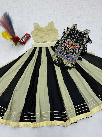 RangBhoomi Navratri Special Vichitra Silk Lengha Choli – Fully Stitched with Heavy Thread & Sequence Work