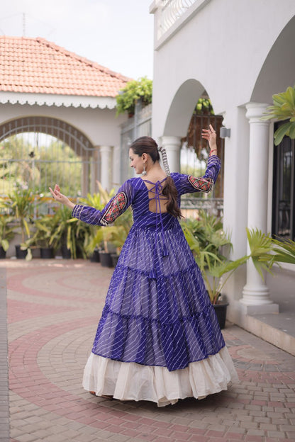 RangBhoomi Kora Cotton Lehenga & Faux Georgette Kurti Set - Full-Stitched, Frilled Lehenga, Laheriya Print Kurti