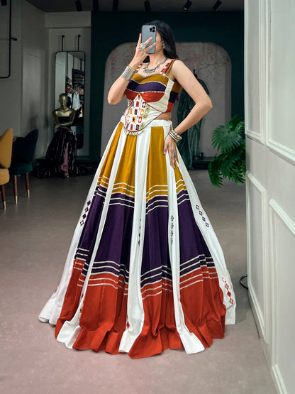 RangBhoomi Navratri 2026 Mirror-Work Rayon Lehenga Set