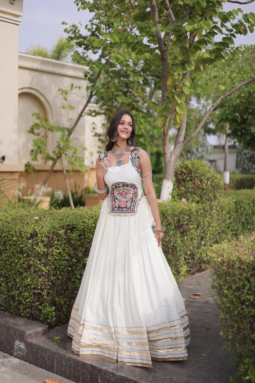 RangBhoomi Navratri Lehenga Choli Collection 2026 — Full-Stitched Mukesh Reyon Set