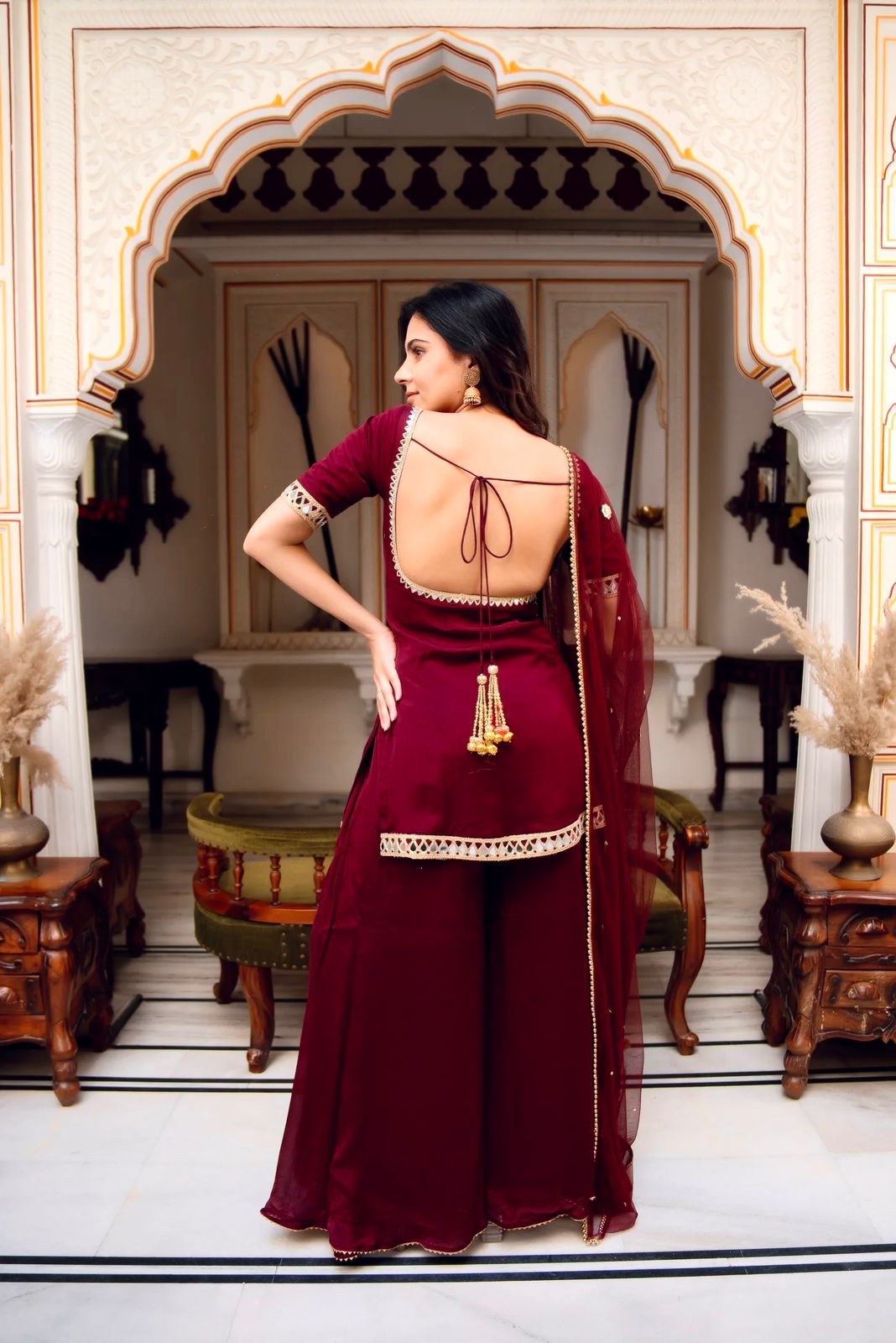 RangBhoomi Elegant Designer Heavy Faux Georgette Silk Top, Bottom, and Dupatta Set Fully Stitched and Ready to Wear